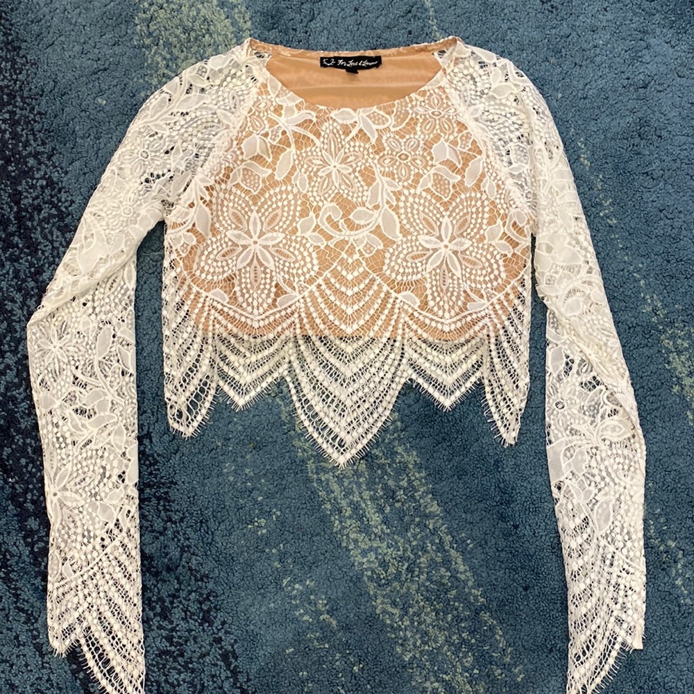 For Love and Lemons Guava Top in Nude/White. Size Small.